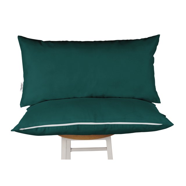 Vargottam Indoor/Outdoor Polyester Fabric Lumbar Pillow With Insert, All-Weather Waterproof Decorative Throw Pillow for Patio Furniture-Set of 2 - Teal Blue