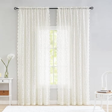 Yhmxh Home Decor, Wall Decor Sheer Curtains Long Transparent Voile Sheer White Curtains Gauze Drapes For Living Room Bedroom Window Sliding Glass Door Embroidered Modern Striped Gauze curtain