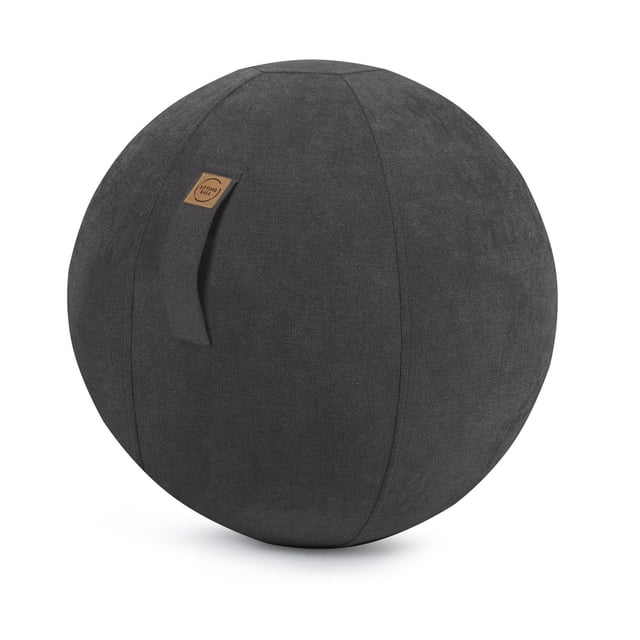 Balle d'Assise Alfa Noire 25,5 Pouces Dia Chaise Ergonomique d'Exercice avec Housse en Velours de polyester Noir Doux et Poignée à Velcro pour un transport Facile, Conçue pour Améliorer la posture et Engager les muscles du Tronc, Convient Aussi au Pilates Ou au yoga.