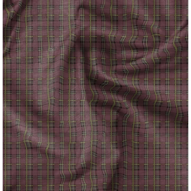 Soimoi Cotton Poplin Fabric Plaid Check Printed Fabric 1 Yard 56 Inch Wide