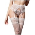 thumbnail image 2 of Porte-jarretelles en Dentelle Brodée Transparentes pour Femmes avec Bas TG, 2 of 5