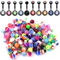 thumbnail image 2 of BodyJ4You 60PC Belly Button Ring Set 14G Mix CZ Black Steel Acrylic Banana Body Piercing Jewelry, 2 of 7