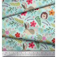 thumbnail image 2 of Soimoi Cotton Duck Fabric Floral,Rabbit & Porcupine Cartoon Decor Fabric Printed Yard 56 Inch Wide, 2 of 3