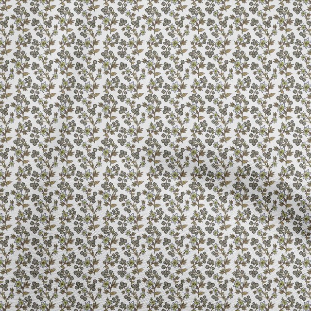oneOone Rayon White Fabric Floral Sewing Material Print Fabric By The Yard 56 Inch Wide