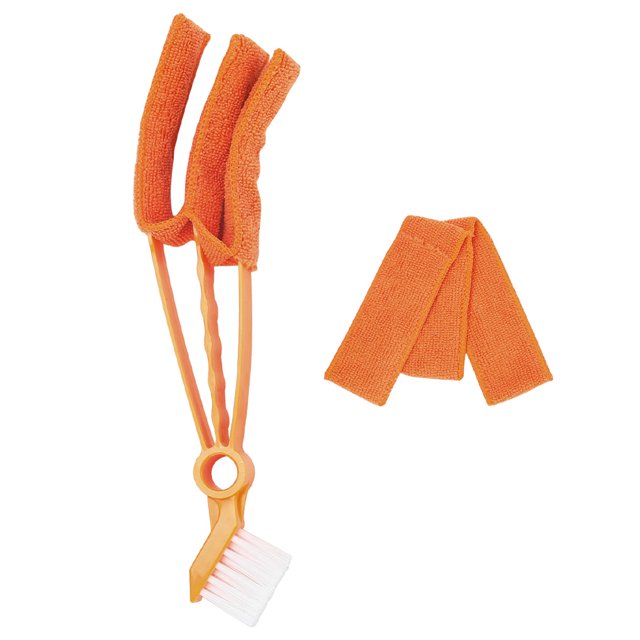 Maytalsory Window Blinds Dual Purpose Brush For Easy Cleaning Cleaning Brush Microfiber Duster PP Made Easy To Clean Orange + Cloth 1Set