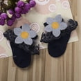 thumbnail image 5 of Infant Baby Girls Ruffle Socks, Sweet Eyelet Frilly Lace Princess Ankle Socks with Sunflower Applique, 5 of 5