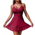 thumbnail image 1 of Ltctricy Maillots de Bain une Pièce pour Femmes, Col en V Croisé, Ourlet Ajouré, Robe de Bain, Maillots de Plage, Robe de Bain Froncée, 1 of 7
