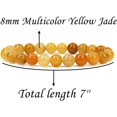 thumbnail image 2 of Natural Multicolor Yellow Jade Gemstone 8mm Round Beads Stretch Bracelet 7" Unisex, 2 of 4