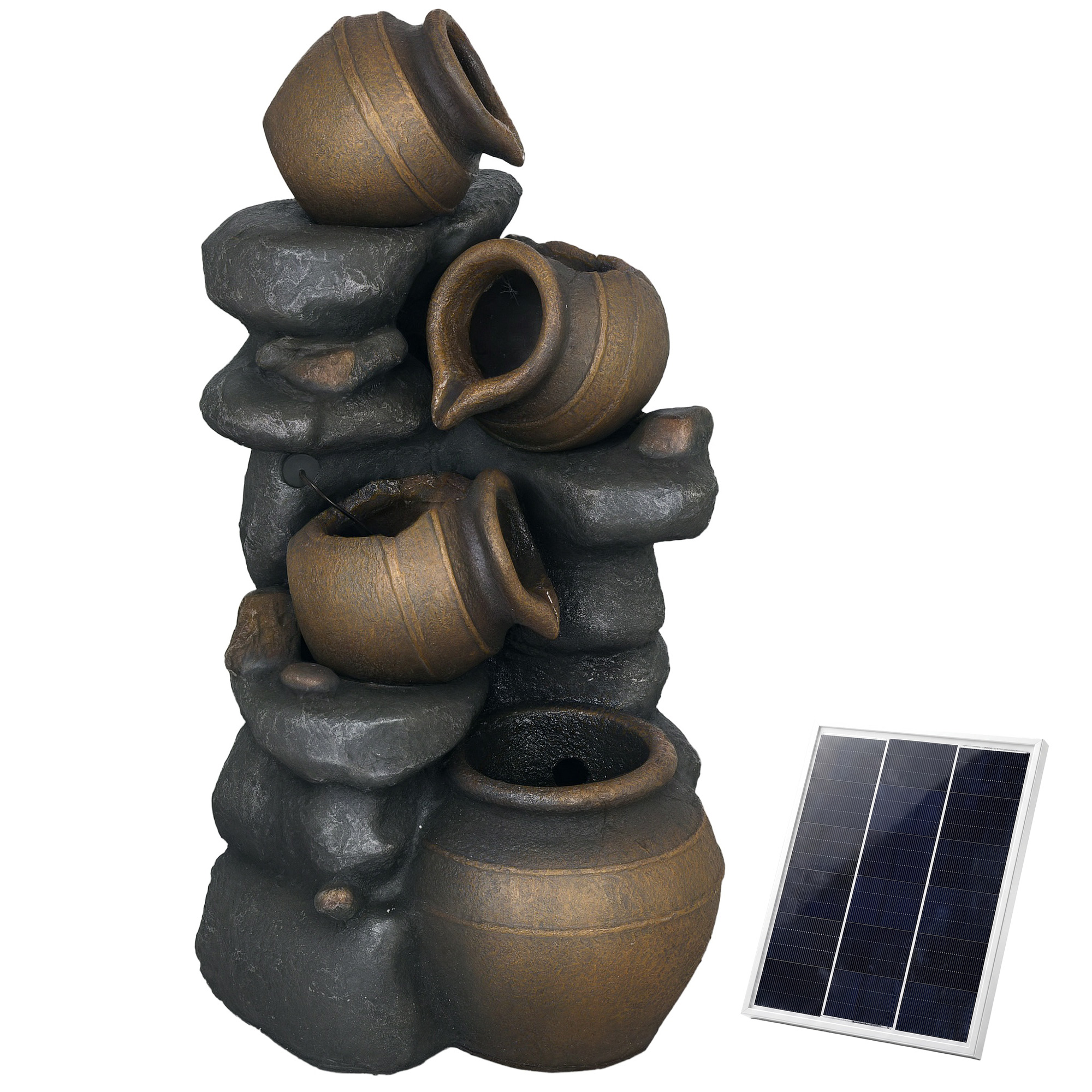 Outsunny 4-Tier 28.3" Resin Solar Water Fountain with LED Lights and Pump