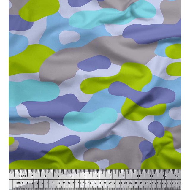 Soimoi Rayon Fabric Two Tone With Grey Camouflage Printed Fabric 1 Yard 56 Inch Wide