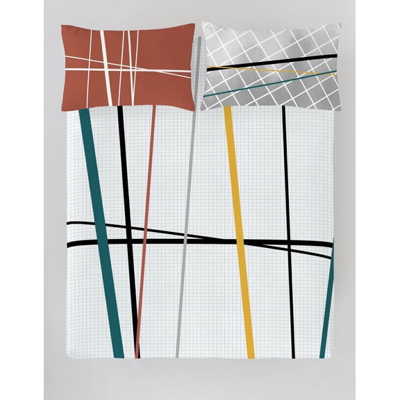 Gouchee Home Memphis 3‑Piece King Duvet Cover Set – Geometric Reversible Cotton Bedding
