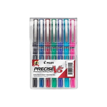 Precise Stylo-bille à Bille Roulante V5, Pointe de Précision, Encre Assortie, 0,5 mm, 7/paquet