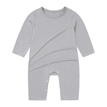 LYHaoo Combinaison une Pièce Pantalon Barboteuse Nouveau-Né Bébé Pyjama Manches Longues Barboteuses Fermeture à Boutons-Pression Dormeur pour Garçon Filles, Tailles 3-6 Mois (Gris)