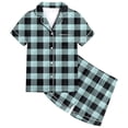 thumbnail image 1 of MIASHUI Pyjama pour Enfants Filles Garçons, Doux et Confortable, à Carreaux, Ensemble de 2 Pcs, Vert Pâle, 10-11 Ans, 1 of 4
