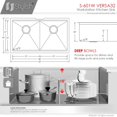 thumbnail image 4 of Stylish Undermount 32" Stainless Steel Double Bowl Workstation Kitchen Sink with 7 accs S-601W, 4 of 16