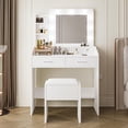 thumbnail image 2 of Zzistar Vanity Desk with Mirror and Lights, Makeup Vanity with Power Outlet, 3 Lighting Modes Adjustable Brightness, Small Vanity Table Set with 2 Drawers, Makeup Table for Bedroom, 2 of 8