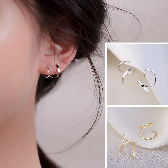 Vaidha Spirall Hoop Twists Earrings Double Twists Hoop Earrings For Piercing | Small Spirall Cartilage Hoop Earring | Double Piercing Earrings For Women