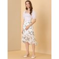 thumbnail image 3 of INSPIRE CHIC Women's Floral High-Low Elastic Waist Ruffle Hem Flowy Midi Chiffon Skirt, 3 of 6