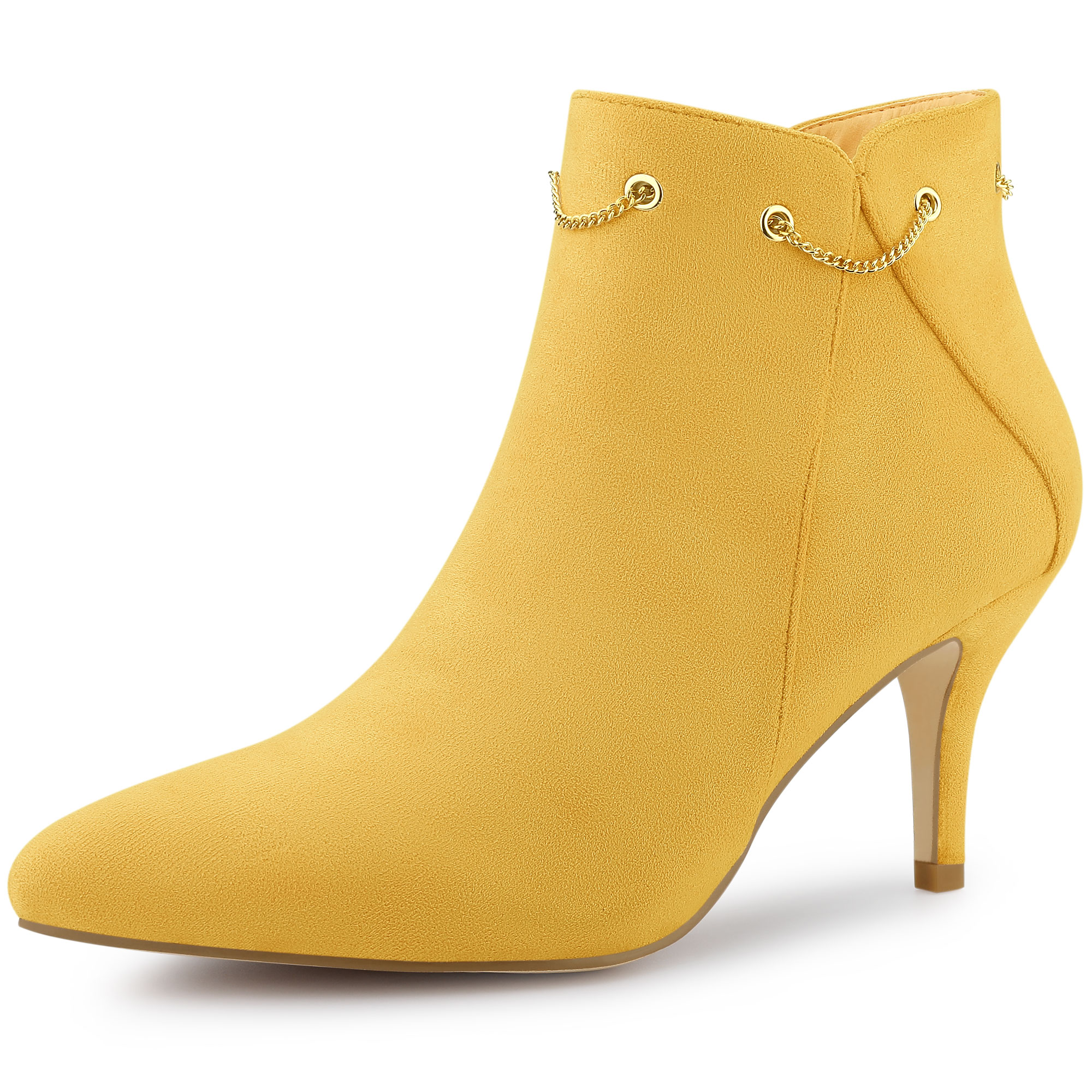 Unique Bargains Bottines à Talons Aiguilles pour Femmes à Bout Pointu avec Fermeture Éclair