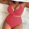 thumbnail image 4 of 2024 Women's Sexy Plus Size Suspender Bikini - High Waisted Solid Color Swimsuit, 4 of 6