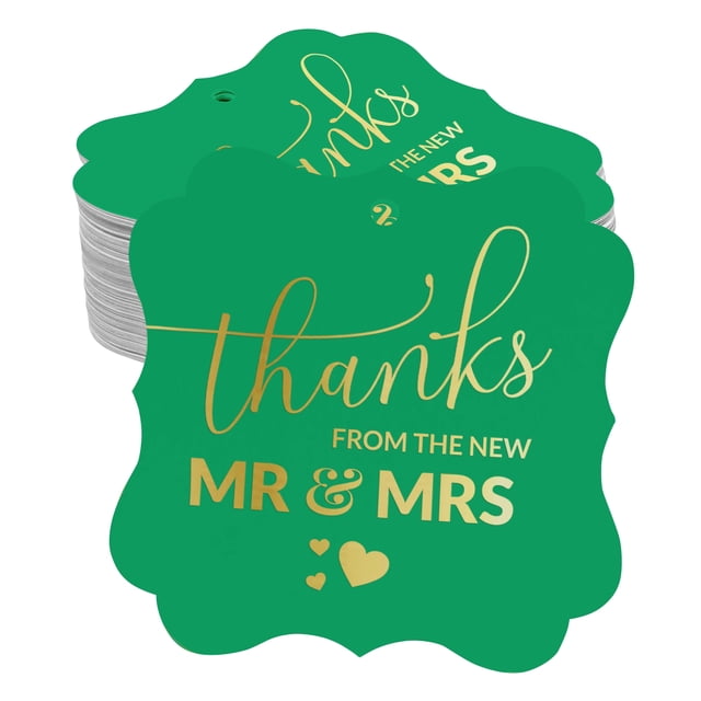 Inkdotpot Real Gold Foil Bracket Shape Paper Hang Tags Thanks From The New Wedding Favor Tags Pack Of 100