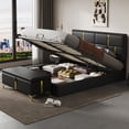 thumbnail image 1 of MODERNLUXE Ensembles de Chambre 2 Pcs, Lit Grand avec Rangement Relevable avec 1 Ottoman et Rangement Hydraulique, Cadre de Lit Plateforme Rembourré, Aucun Sommier Requis, Noir, 1 of 9
