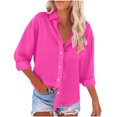 thumbnail image 1 of Timegard Chemises Boutonnées pour Femmes en Coton et Lin, Blouse à Col à Revers, Légère, Automne, Décontractée, Ample, 1 of 5