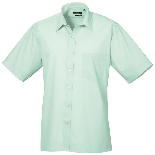 Premier Chemise de Travail Formelle en Popeline Unie à Manches Courtes pour Hommes