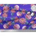 thumbnail image 2 of Soimoi Blue Silk Fabric Leaves & Floral Decor Fabric Printed BTY 42 Inch Wide, 2 of 3