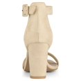 thumbnail image 2 of BLISSFUL STEP Women's Shoes Ankle Strap Block Heel Buckle Open Toe Sandals Beige 9, 2 of 8