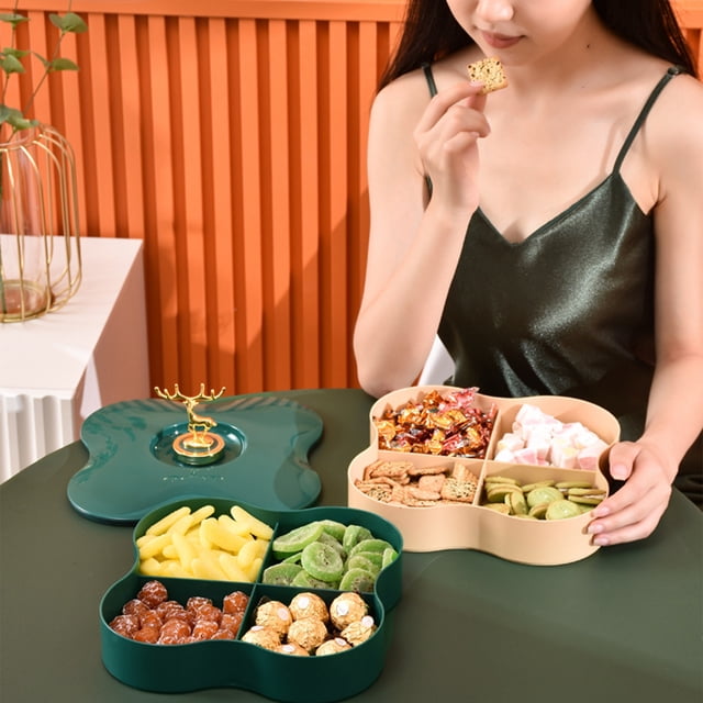 XYAIYT Plastic Nut and Snack Organizer Tray with Lid Double Layer Storage for Dried Fruit Party Appetizers Versatile Food Serving Box Suit for Kitchen Weddings and Office Use