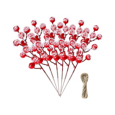 Milaget 6 Pieces Christmas Red Berries Stems for Holiday Valentines Home Decorations