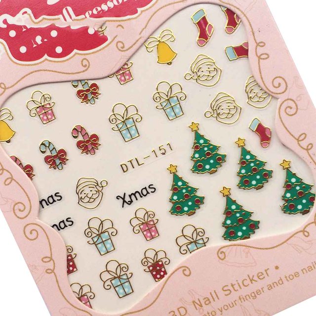 Maoww Nails Art Sticker Merry Christmas 3D Golden Elements Nail Wrap Sticker Tips DIY Manicura Stickers Tool