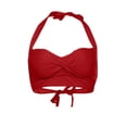 thumbnail image 3 of Womens Fashion Sexy Multi Color Swimsuit Halter Ruched High Waist Bikini Tops, 3 of 9
