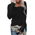 thumbnail image 1 of CEHVOM Women Casual Loose Pullover Long Sleeve Button Round Neck Tees Tops, 1 of 7