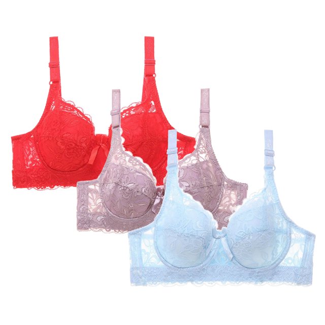 VEKDONE 2 Pcs Soutien-Gorge Sans Armature à Fermeture Frontale Imprimé Léopard Bleu Ciel L
