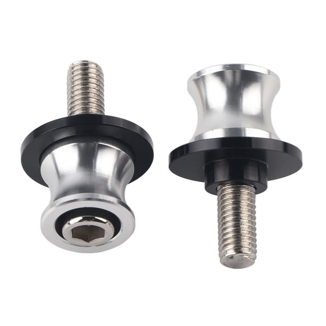 10mm Motorcycle CNC Rear Stand Swing Arm Spool Sliders Stand Swingarm Bobbins Silver