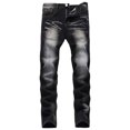 thumbnail image 1 of FYEGRE Jeans de Travail pour Hommes Jeans en Denim Classiques à Jambe Droite pour Tenue de Rue Décontractée Coupe Rétro Confortable Style Hop Tenue Quotidienne Pantalon Durable Noir 32, 1 of 7