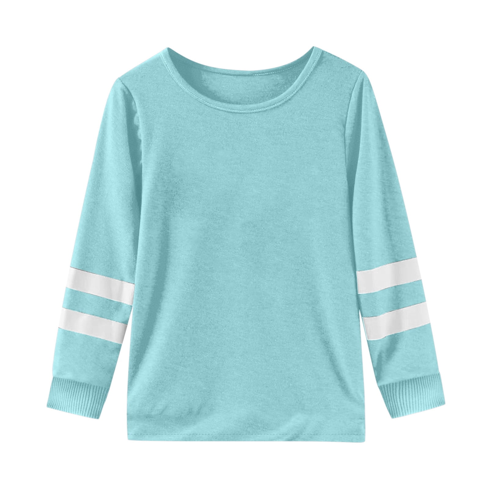 WEIYLL T-Shirts à Manches Longues pour Filles, Poignets, Col Ras du Cou, Patchwork, Chauds, Doux, Hauts de Sport pour 7-8 Ans