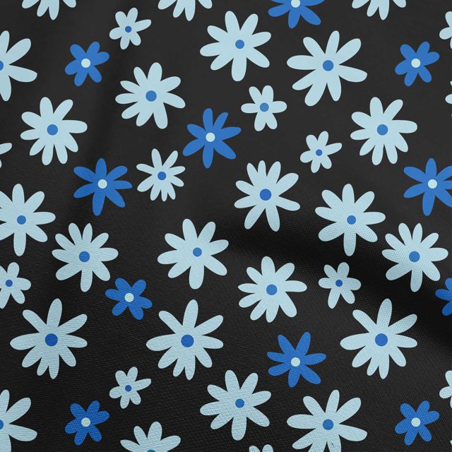oneOone Silk Tabby Light Blue Fabric Abstract Retro Floral Craft Projects Decor Fabric Printed By The Yard 42 Inch Wide