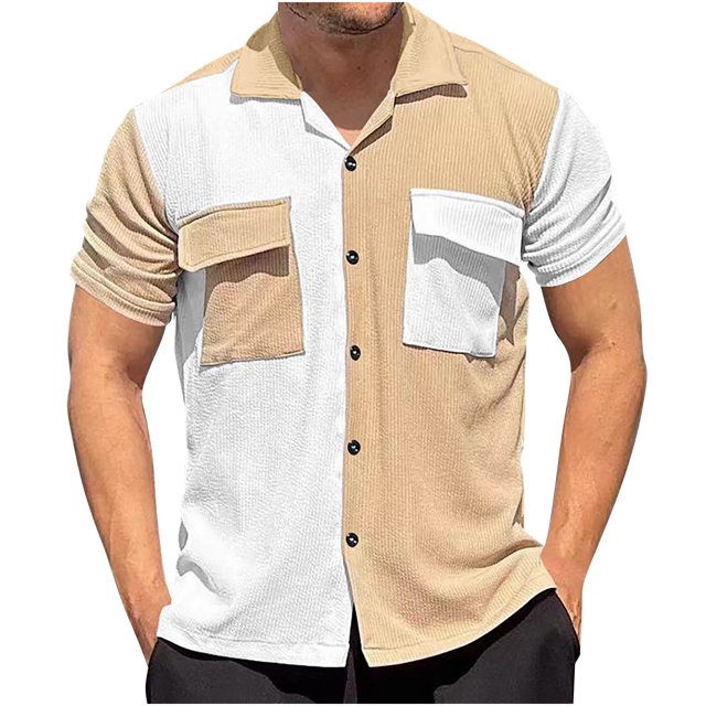 Mefallenssiah Hommes Hauts, Clairière Hommes Revers Chemise à Manches Courtes Col Rabattable Chemisier