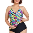 thumbnail image 3 of RELLECIGA Haut de Tankini Froncé à Encolure en V pour Femmes Maillots de Bain, 3 of 7