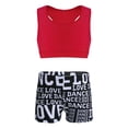thumbnail image 1 of inhzoy Kids Girls Basic 2 Piece Active Outfit Racer Back Crop Top and Shorts Set for Gymnastics Dancing Workout Red S, 1 of 7