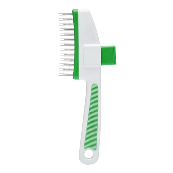 Self-Cleaning Pet Hair Comb - Stainless Steel Teeth, One-Button Release & Lightweight - Grooming Tool for Cats/Dogs to Reduce Shedding