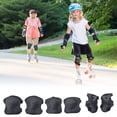 thumbnail image 4 of Ensemble de 6 Pcs Équipement de Protection pour Enfants Sports Protège-Poignet Coude Genou Rouleau avec Coussinets Ajustables pour Patinage Planche à Roulettes Vélo, Noir, 4 of 7