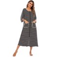 thumbnail image 1 of KYAIGUO Chemises de Nuit en Coton pour Femmes, Robe de Maison Douce à Rayures, Manches Longues, Chemises de Sommeil, Tenue de Nuit d'Automne, Robe de Pyjama, Chemise de Nuit P-2TG, 1 of 8