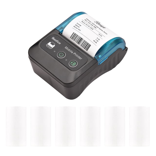 Bisofice Portable 58mm Receipt Thermal Printer 2 inches Mini Mobile Pocket Printers with 6 Thermal