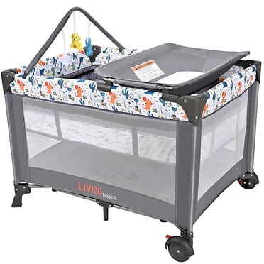 Parc pour Bébé Pliable, Parc pour Bébé Portable Lit de Bébé, Parc de Voyage avec Berceau, Table à Langer et Jouets Suspendus, Gris