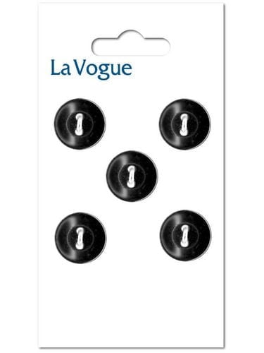 LA VOGUE bouton à 2 trous, noir, 13 mm (0.51 in)