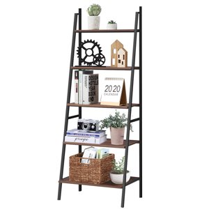 Patiojoy 5-Tier Étagère de rangement d'échelle Bibliothèque industrielle de levée Support d'affichage Rack de fleurs